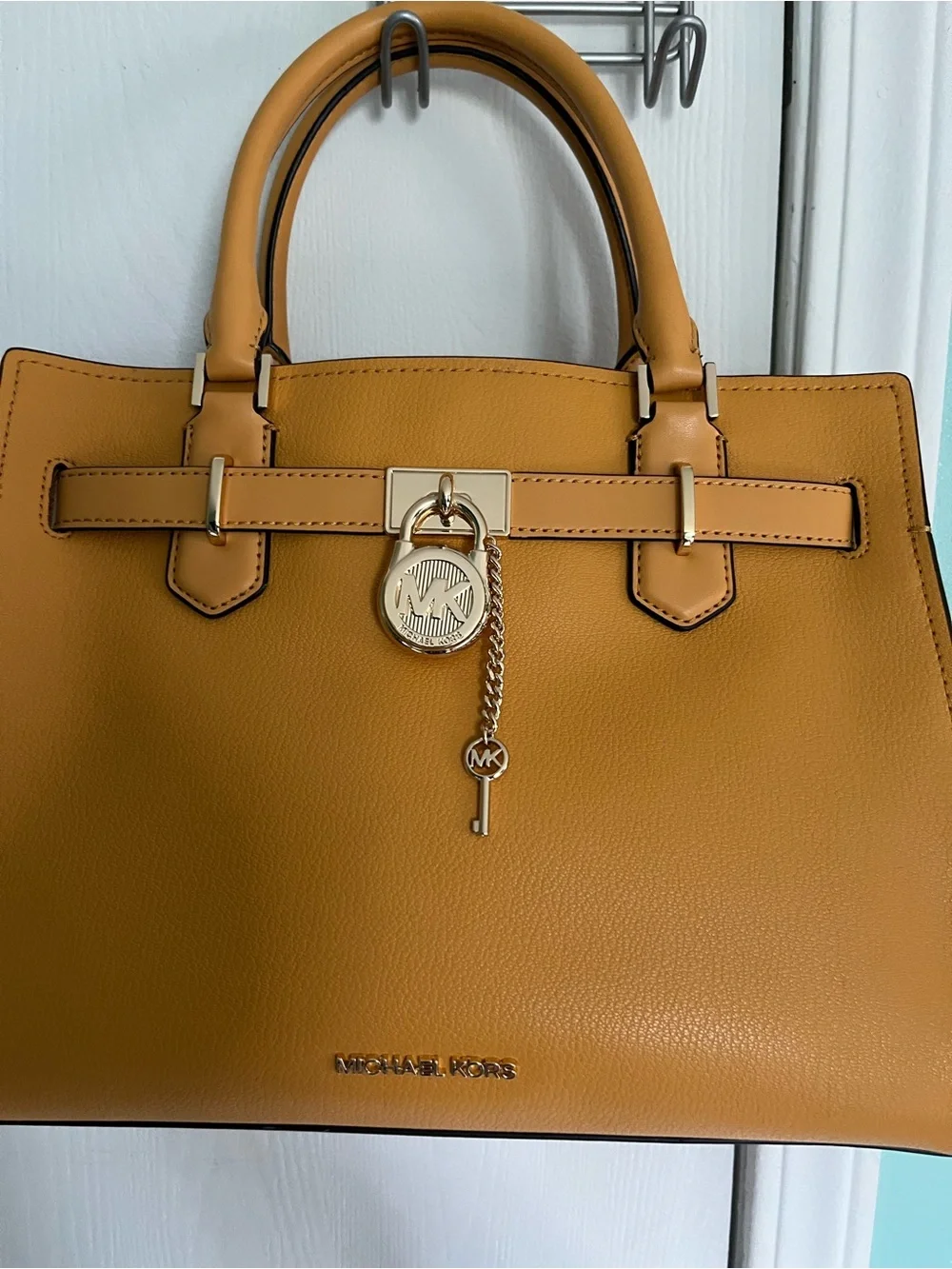 Michael Kors Mustard Leather Satchel with Gold Hardware
